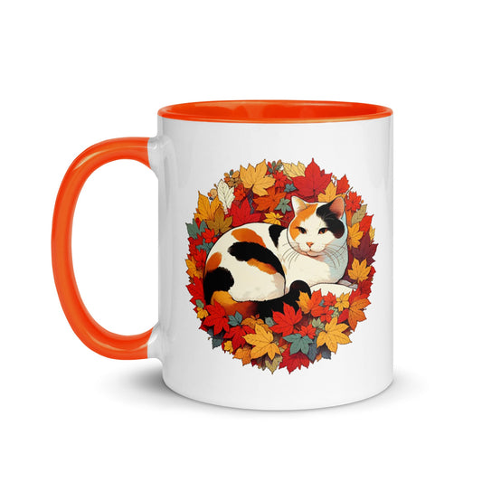 “Calico Leaves” 11 Ounce Two Tone Ceramic Mug