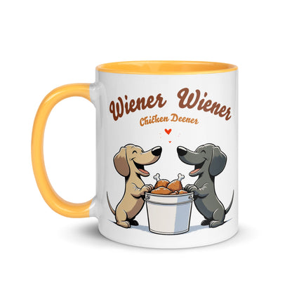 “Wiener Wiener Chicken Deener” 11 Ounce Two Tone Ceramic Mug